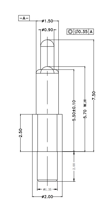 Φ1.5*H7.5mm Pogo pin FP157557-1