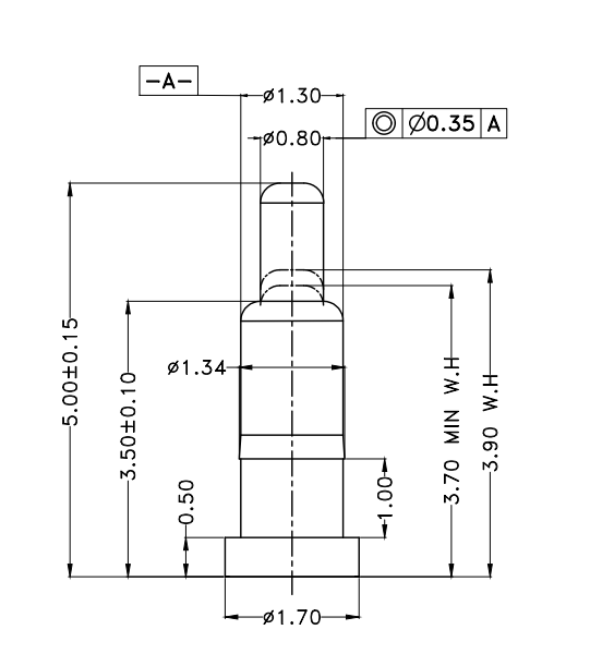 Φ1.3*H5.0mm Pogo pin FP135039-1