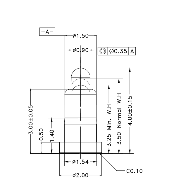 Φ1.5*H4.0mm Pogo pin FP154035-1