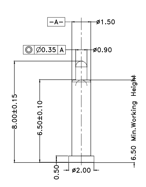 Φ1.5*H8.0mm Pogo pin FP158065-1