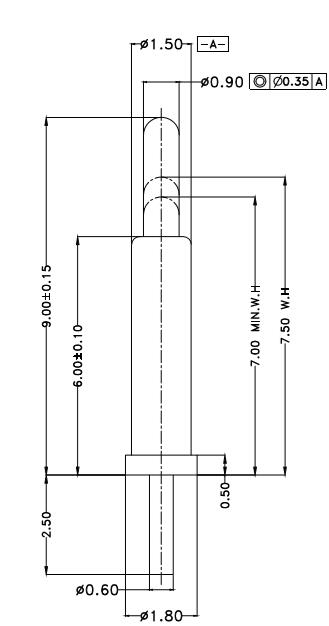 Φ1.5*H9.0mm Pogo pin DP159075-1